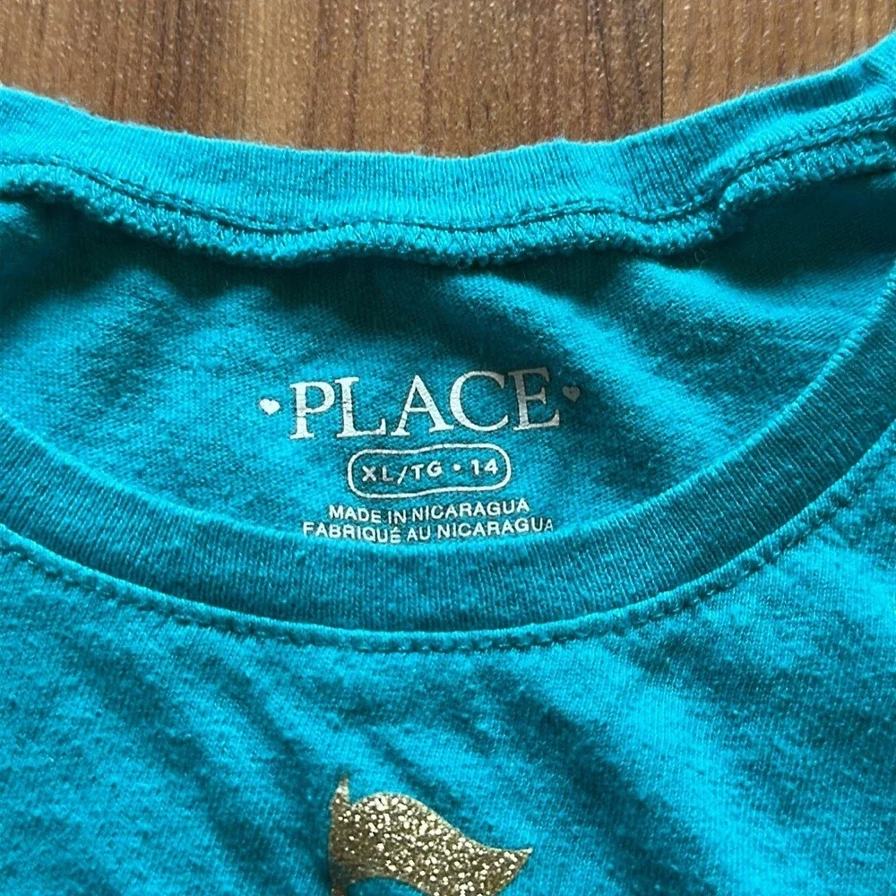 The Children's Place Girls‎ Princess Castle Teal T-Shirt Size XL 14